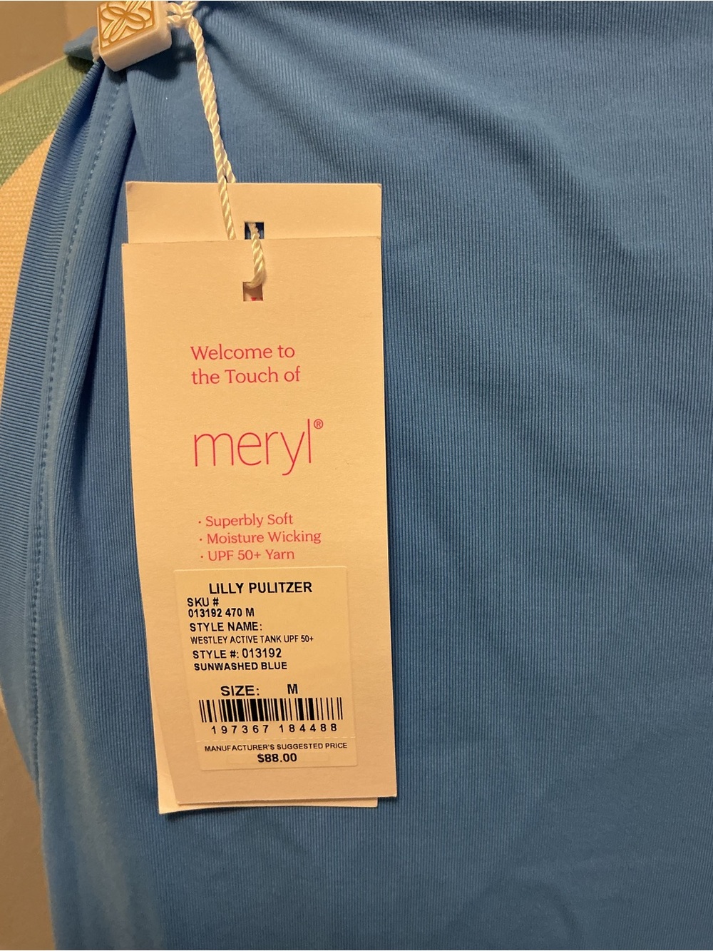 Lilly Pulitzer Wesley Active Tank UPF 50  Sunwashed Blue - Picture 3 of 3
